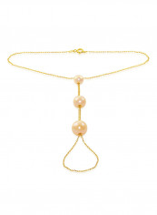 18 Karat Gold Gradual Built-in Pearl Chain Bracelet