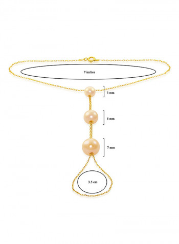 18 Karat Gold Gradual Built-in Pearl Chain Bracelet