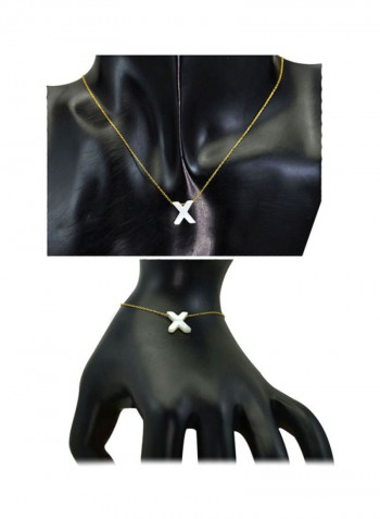 18 Karat Gold X Letter Mother Of Pearl Jewellery Set