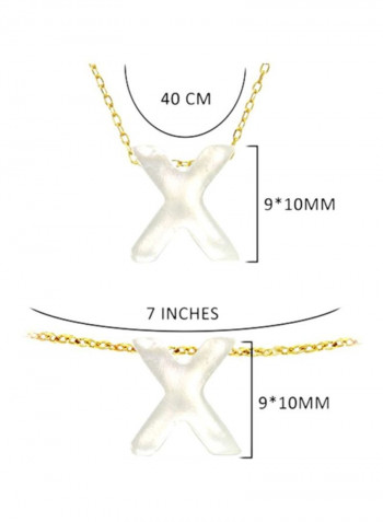 18 Karat Gold X Letter Mother Of Pearl Jewellery Set