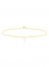 18 Karat Gold Y Letter Mother Of Pearl Chain Bracelet