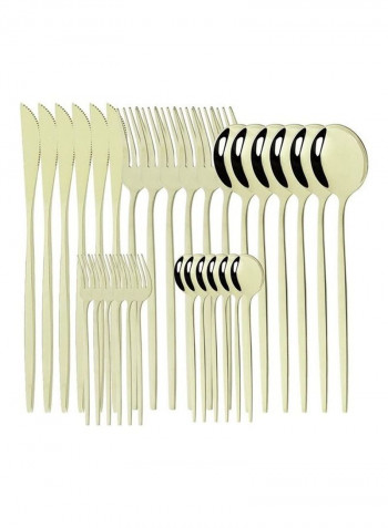 30-Piece Knife Fork Spoon Full Set Gold