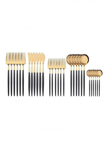 30-Piece Stainless Steel Cutlery Set Gold/Black