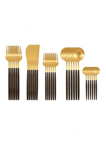 30-Piece Stainless Steel Cutlery Set Gold/Black