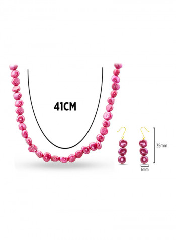 10 Karat Gold With Pearls Strand Jewellery Set
