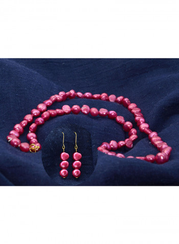 10 Karat Gold With Pearls Strand Jewellery Set