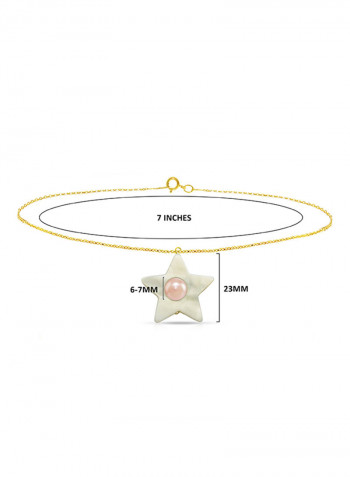 18 Karat Gold Mother Of Pearl Studded Star Shape Bracelet