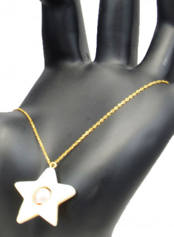 18 Karat Solid Yellow Gold Mother Of Pearl With 6-7 mm Star Shape Chain Bracelet