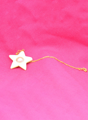 18 Karat Solid Yellow Gold Mother Of Pearl With 6-7 mm Star Shape Chain Bracelet