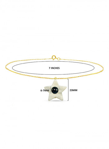 18 Karat Solid Yellow Gold Mother Of Pearl With 6-7 mm Star Shape Chain Bracelet