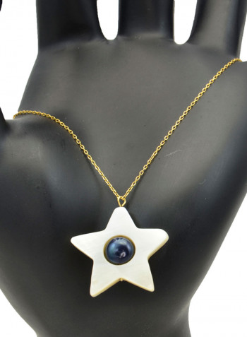 18 Karat Solid Yellow Gold Mother Of Pearl With 6-7 mm Star Shape Chain Bracelet