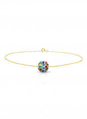 18 Karat Gold Crystal Ball Chain Bracelet