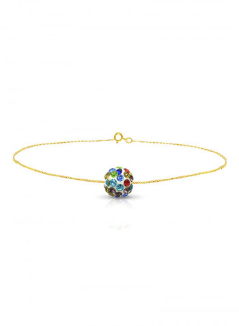 18 Karat Gold Crystal Ball Chain Bracelet