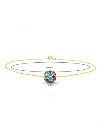 18 Karat Gold Crystal Ball Chain Bracelet