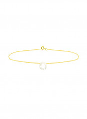 18 Karat Gold O Letter Mother Of Pearl Chain Bracelet