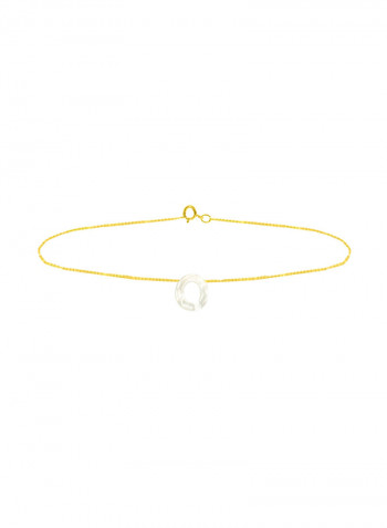 18 Karat Gold O Letter Mother Of Pearl Chain Bracelet