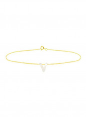 18 Karat Gold V Letter Mother Of Pearl Studded Chain Bracelet