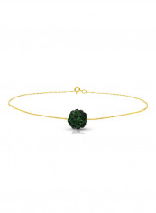 18 Karat Solid Yellow Gold Simple 10 mm Crystal Ball Chain Bracelet