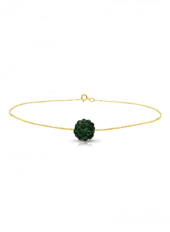 18 Karat Solid Yellow Gold Simple 10 mm Crystal Ball Chain Bracelet