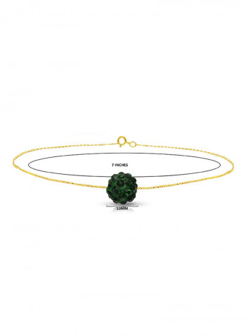 18 Karat Solid Yellow Gold Simple 10 mm Crystal Ball Chain Bracelet