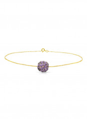 18 Karat Solid Yellow Gold Simple 10 mm Crystal Ball Chain Bracelet