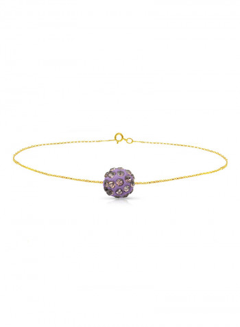 18 Karat Solid Yellow Gold Simple 10 mm Crystal Ball Chain Bracelet