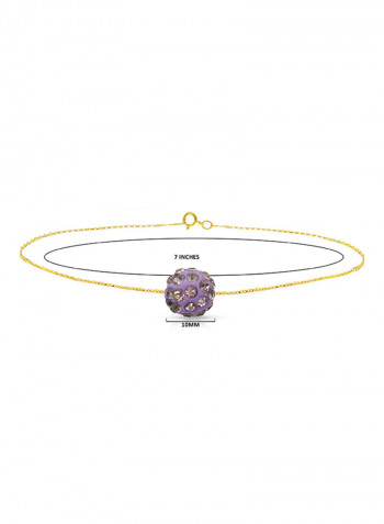 18 Karat Solid Yellow Gold Simple 10 mm Crystal Ball Chain Bracelet
