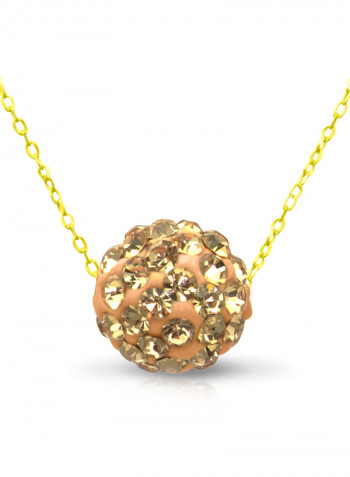 18 Karat Solid Yellow Gold Simple 10 mm Crystal Ball Pendant Necklace