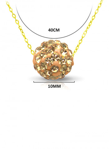 18 Karat Solid Yellow Gold Simple 10 mm Crystal Ball Pendant Necklace
