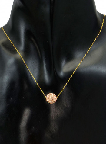 18 Karat Solid Yellow Gold Simple 10 mm Crystal Ball Pendant Necklace