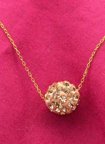 18 Karat Solid Yellow Gold Simple 10 mm Crystal Ball Pendant Necklace