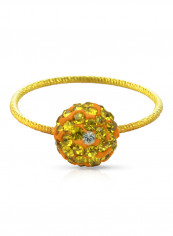 18 Karat Solid Yellow Gold Simple 10 mm Crystal Ball Ring