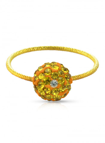 18 Karat Solid Yellow Gold Simple 10 mm Crystal Ball Ring