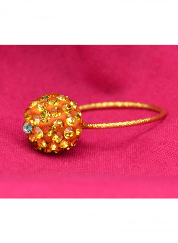 18 Karat Solid Yellow Gold Simple 10 mm Crystal Ball Ring