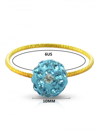 18 Karat Solid Yellow Gold Simple 10 mm Crystal Ball Ring