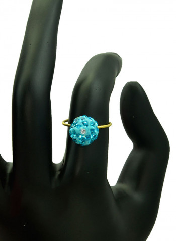 18 Karat Solid Yellow Gold Simple 10 mm Crystal Ball Ring