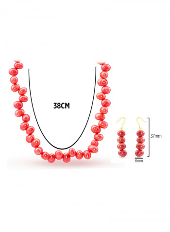 10 Karat Gold With Pearls Strand Jewellery Set