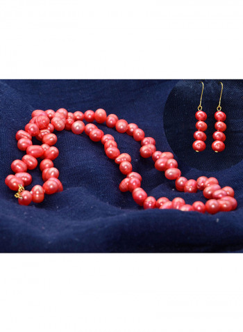 10 Karat Gold With Pearls Strand Jewellery Set