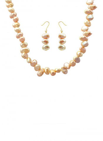 10 Karat Gold With Pearls Strand Jewellery Set