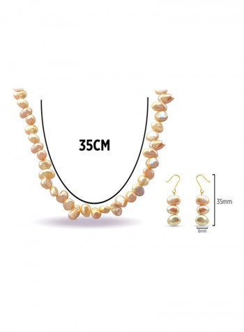 10 Karat Gold With Pearls Strand Jewellery Set