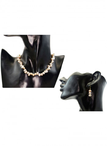 10 Karat Gold With Pearls Strand Jewellery Set