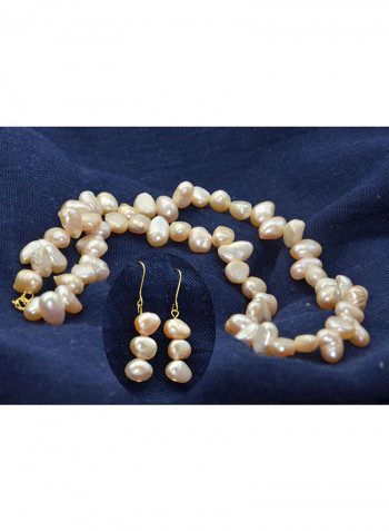 10 Karat Gold With Pearls Strand Jewellery Set
