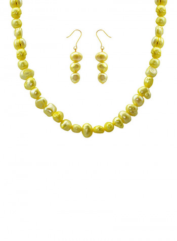 10 Karat Gold With Pearls Strand Jewellery Set