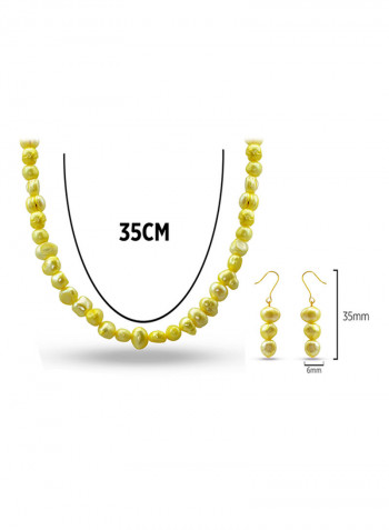 10 Karat Gold With Pearls Strand Jewellery Set