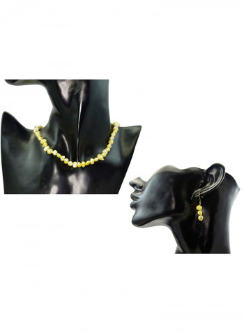 10 Karat Gold With Pearls Strand Jewellery Set