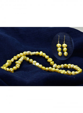 10 Karat Gold With Pearls Strand Jewellery Set