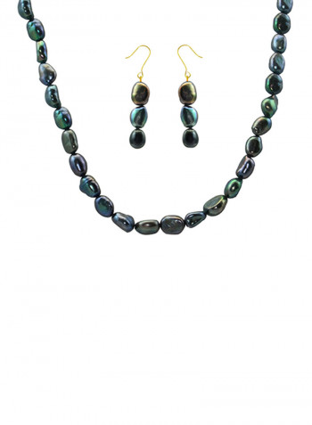 10 Karat Gold With Pearls Strand Jewellery Set