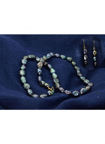 10 Karat Gold With Pearls Strand Jewellery Set
