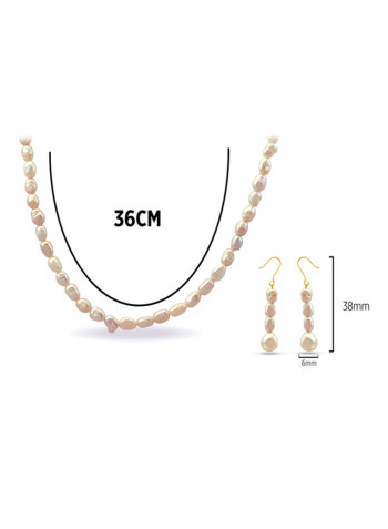 10 Karat Gold With Pearls Strand Jewellery Set
