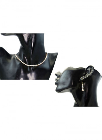 10 Karat Gold With Pearls Strand Jewellery Set